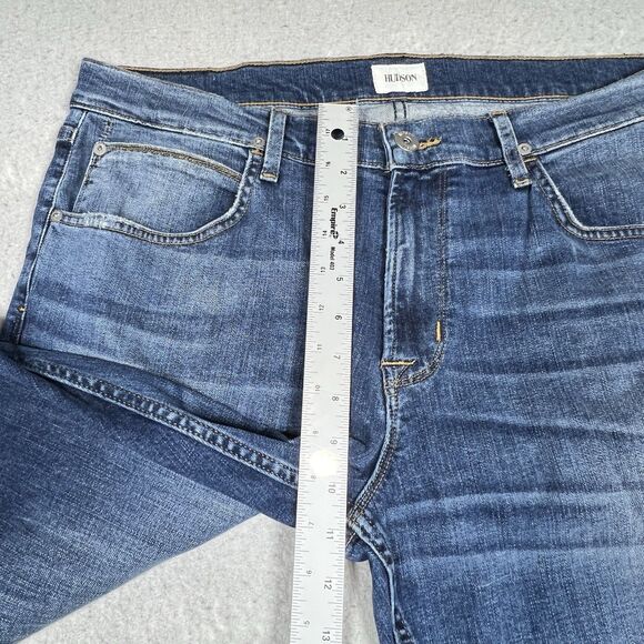 Hudson Jeans Slim Fit Straight Leg Men’s 36x34 Zipper Fly Distressed Blue Denim - Picture 4 of 12